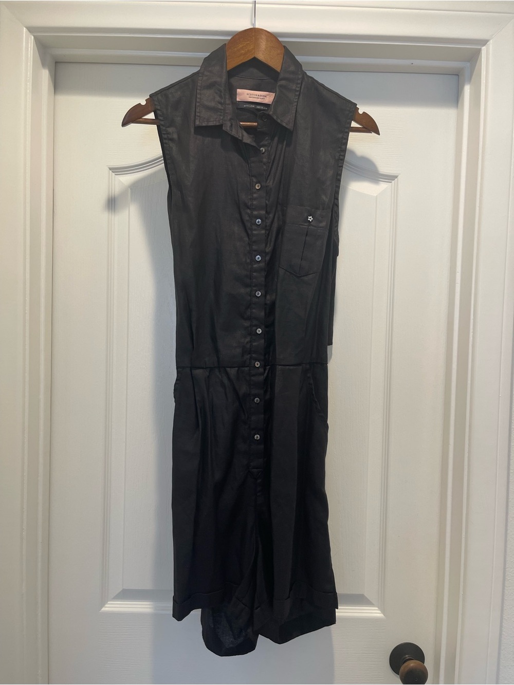Scotch & Soda Black Sleeveless Shirt jumpsuit open back cotton size 8/10